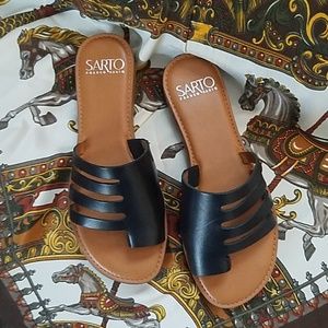 Franco sarto black leather flats 5.5